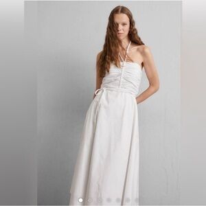 Veronica Beard Tucker Ruched Halter Midi Dress